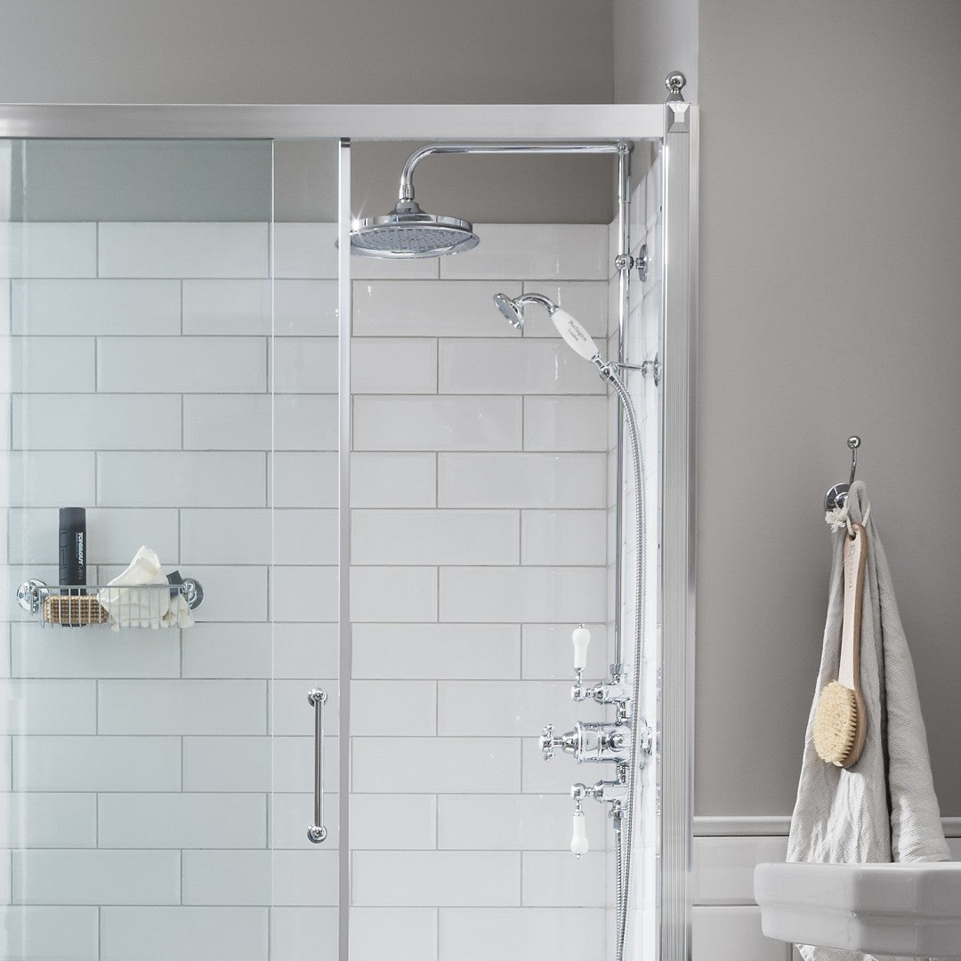 Burlington Avon Thermostatic Dual Outlet Valve With Rigid Riser and Shower Set With Overhead Deluxe Bathrooms Ireland