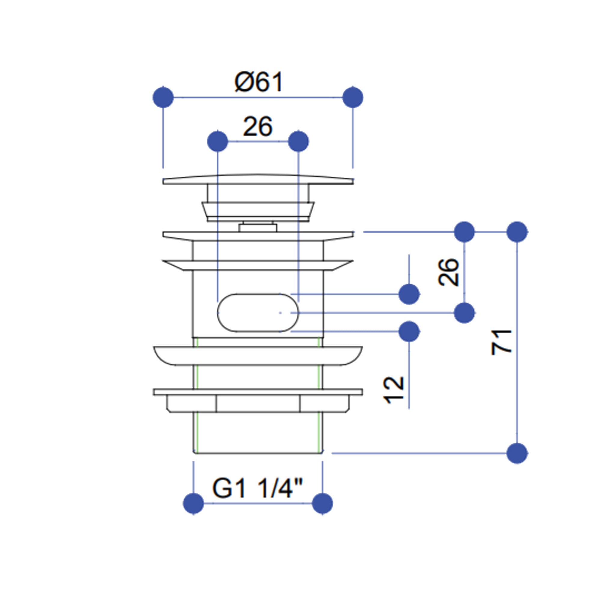 Burlington Click-Clack Push Button Basin Waste Deluxe Bathrooms Ireland