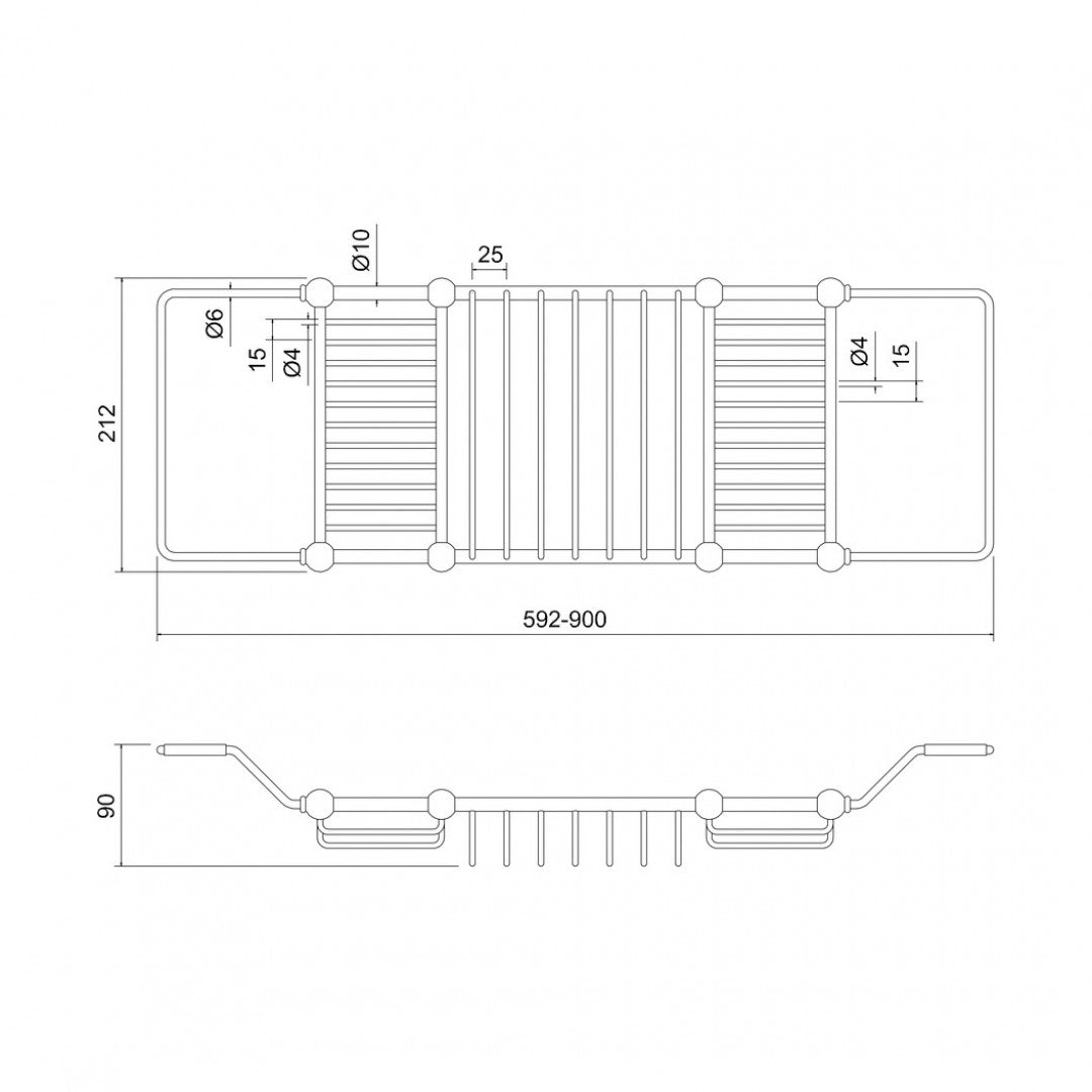 Burlington Extendable Bath Rack Brass Deluxe Bathrooms Ireland