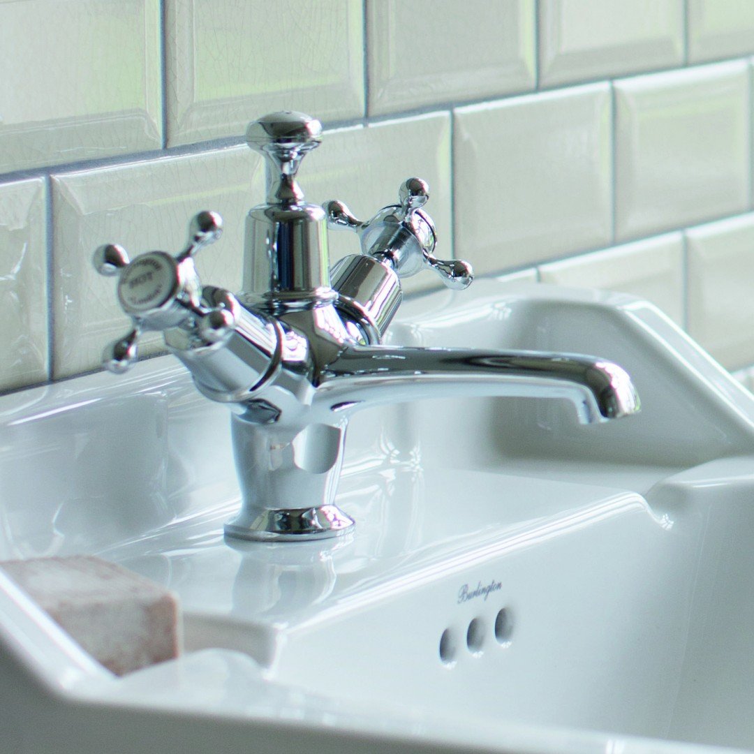 Burlington Claremont Basin Mixer With High Central Indice And Pop-Up Waste Deluxe Bathrooms Ireland