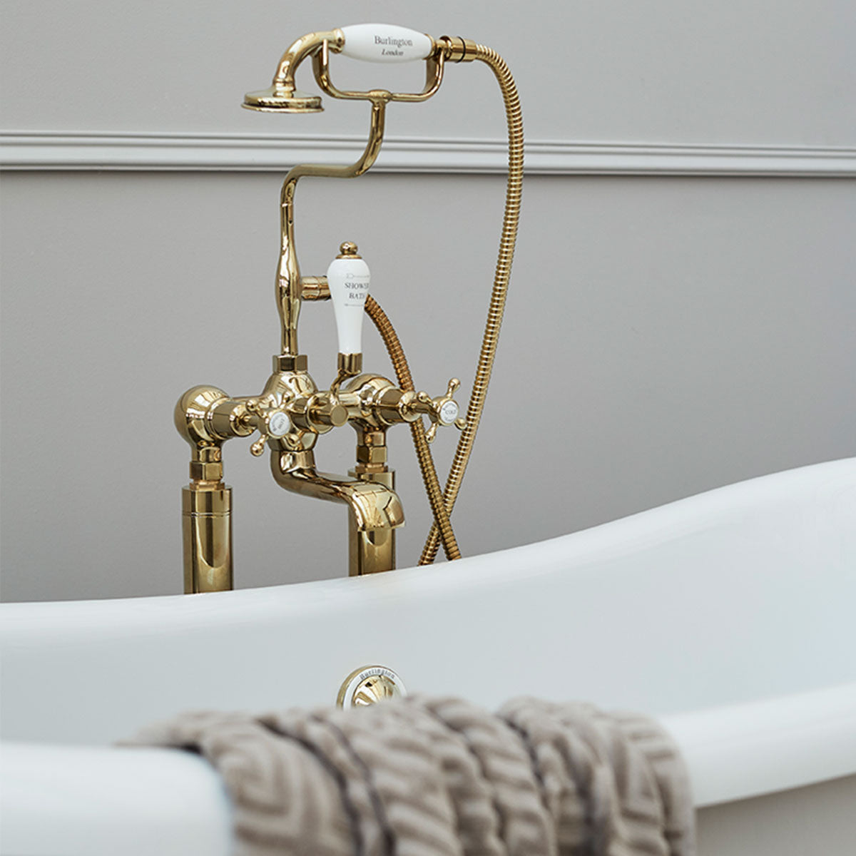 Burlington Claremont Deck Mounted Bath Shower Mixer With S Adjuster Deluxe Bathrooms Ireland