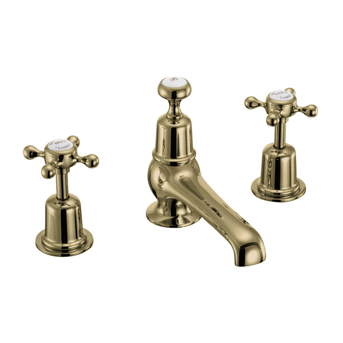 Burlington Claremont Three Tap Hole Basin Mixer With Pop-Up Waste Deluxe Bathrooms Ireland