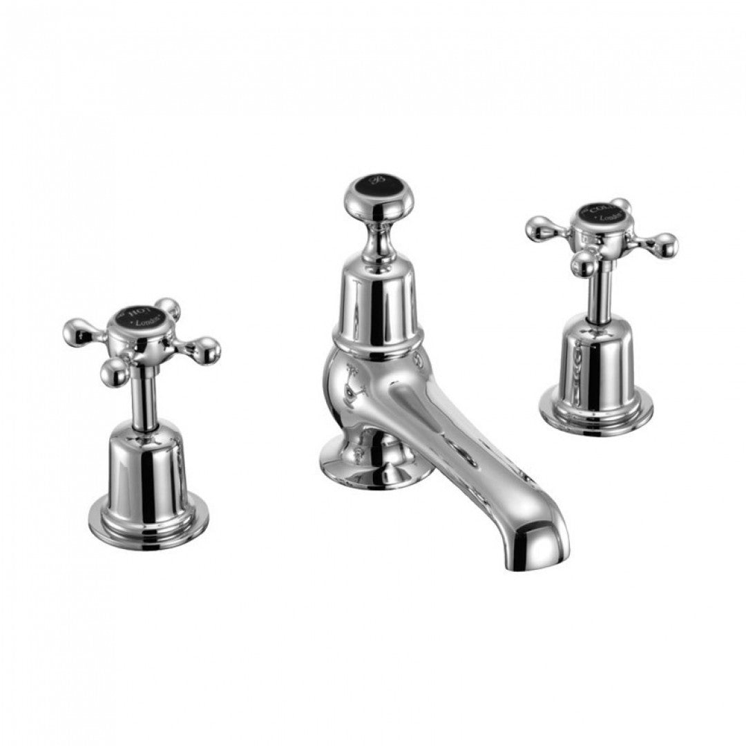 Burlington Claremont Three Tap Hole Basin Mixer With Pop-Up Waste Deluxe Bathrooms Ireland