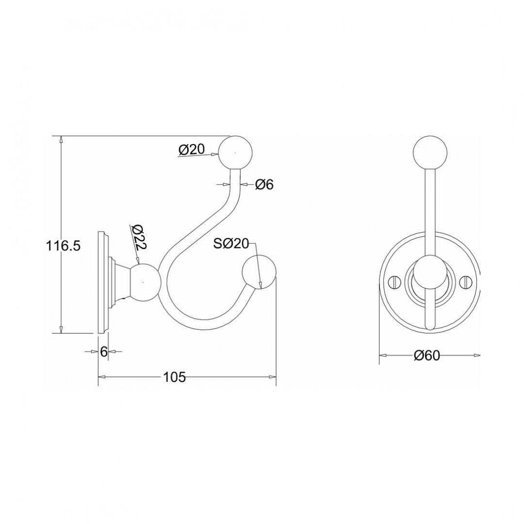 Burlington Double Robe Hook Deluxe Bathrooms Ireland