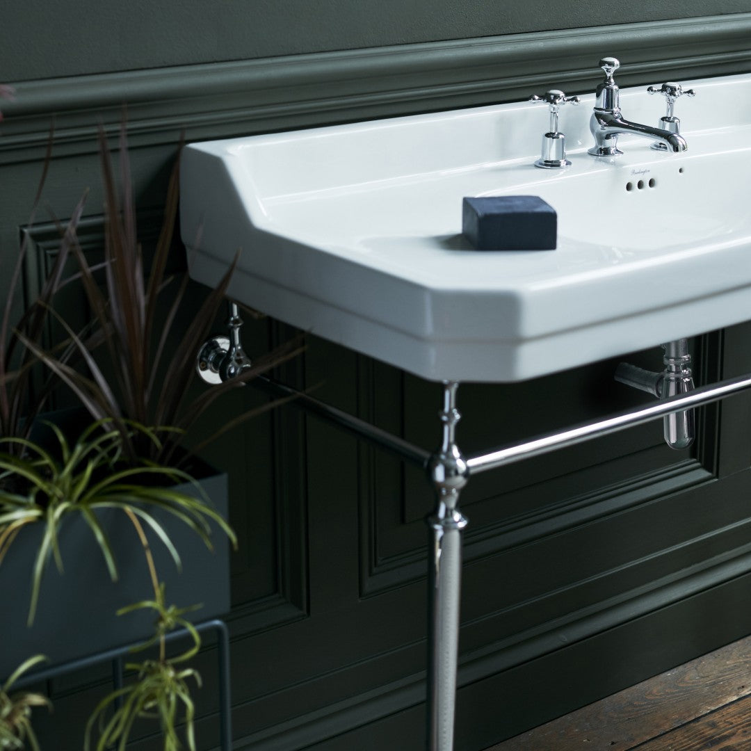 Burlington Edwardian White Basin With Standard Chrome Basin Washstand Deluxe Bathrooms Ireland