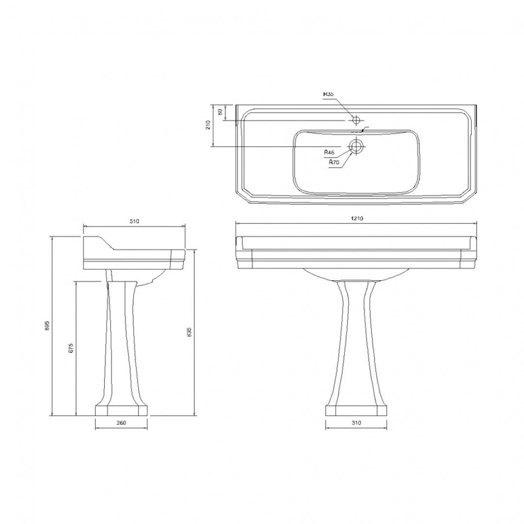 Burlington Edwardian Rectangular White Basin With Standard Pedestal Deluxe Bathrooms Ireland