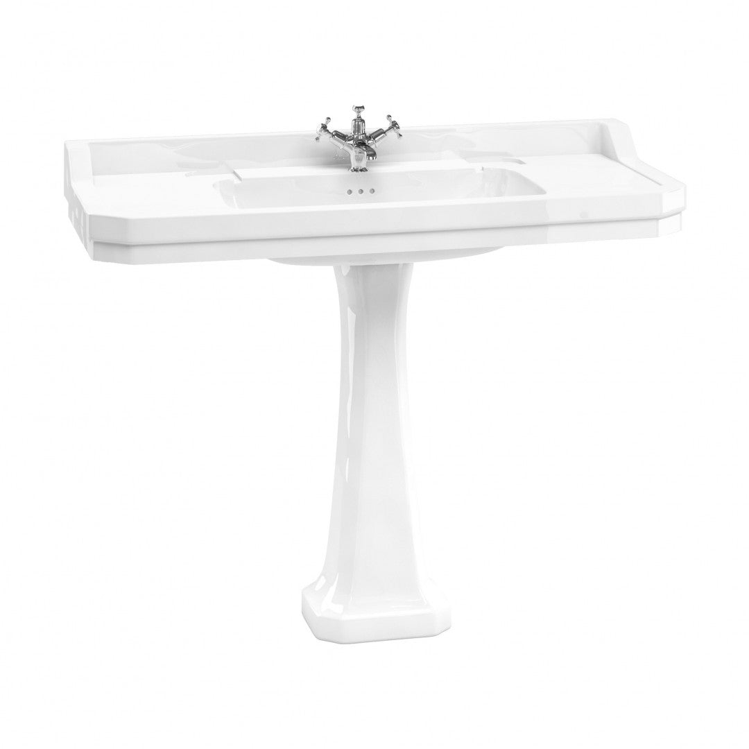 Burlington Edwardian Rectangular White Basin With Standard Pedestal Deluxe Bathrooms Ireland