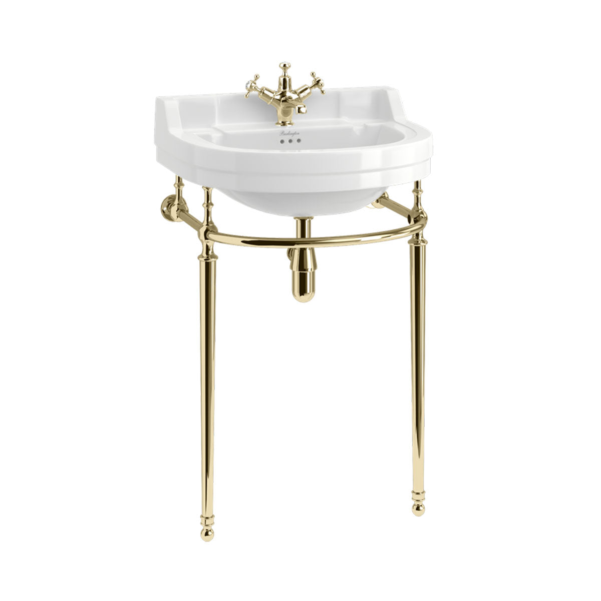 Burlington Edwardian 560mm White Round Basin With Chrome Washstand Deluxe Bathrooms Ireland