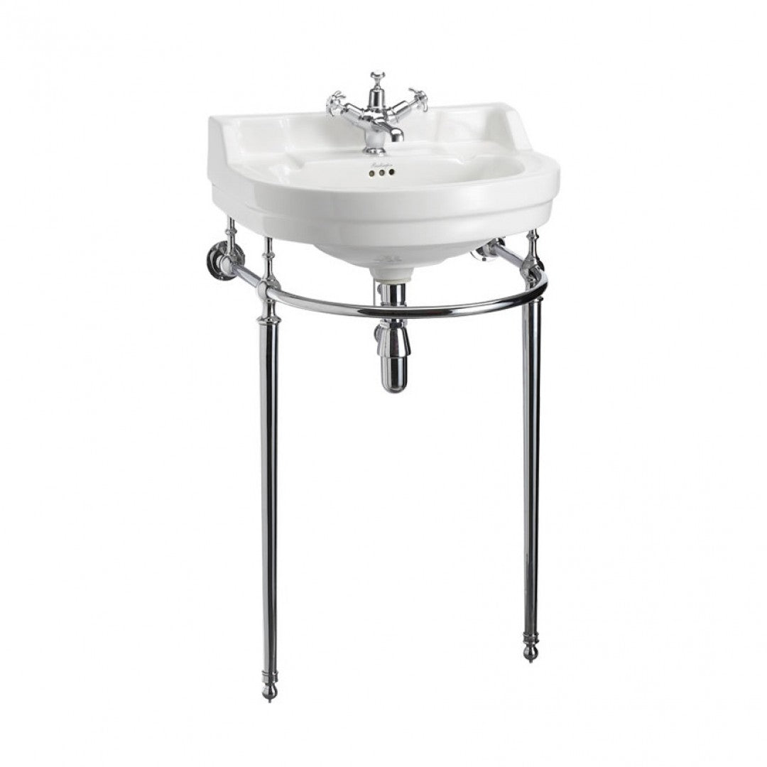Burlington Edwardian 560mm White Round Basin With Chrome Washstand Deluxe Bathrooms Ireland
