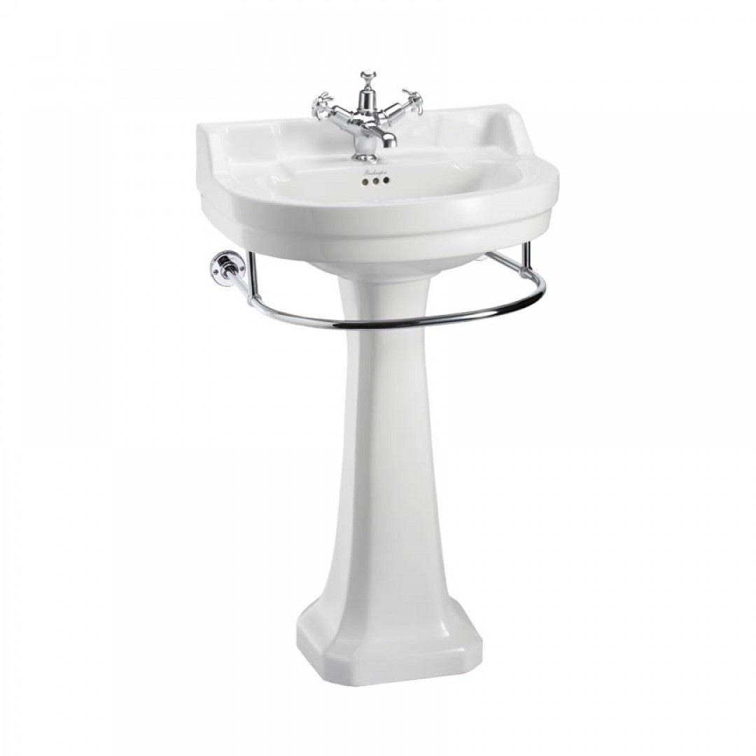 Burlington Edwardian 560mm White Round Basin With Standard Pedestal Deluxe Bathrooms Ireland