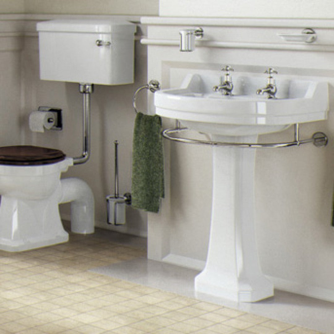 Burlington Edwardian 560mm White Round Basin With Standard Pedestal Deluxe Bathrooms Ireland