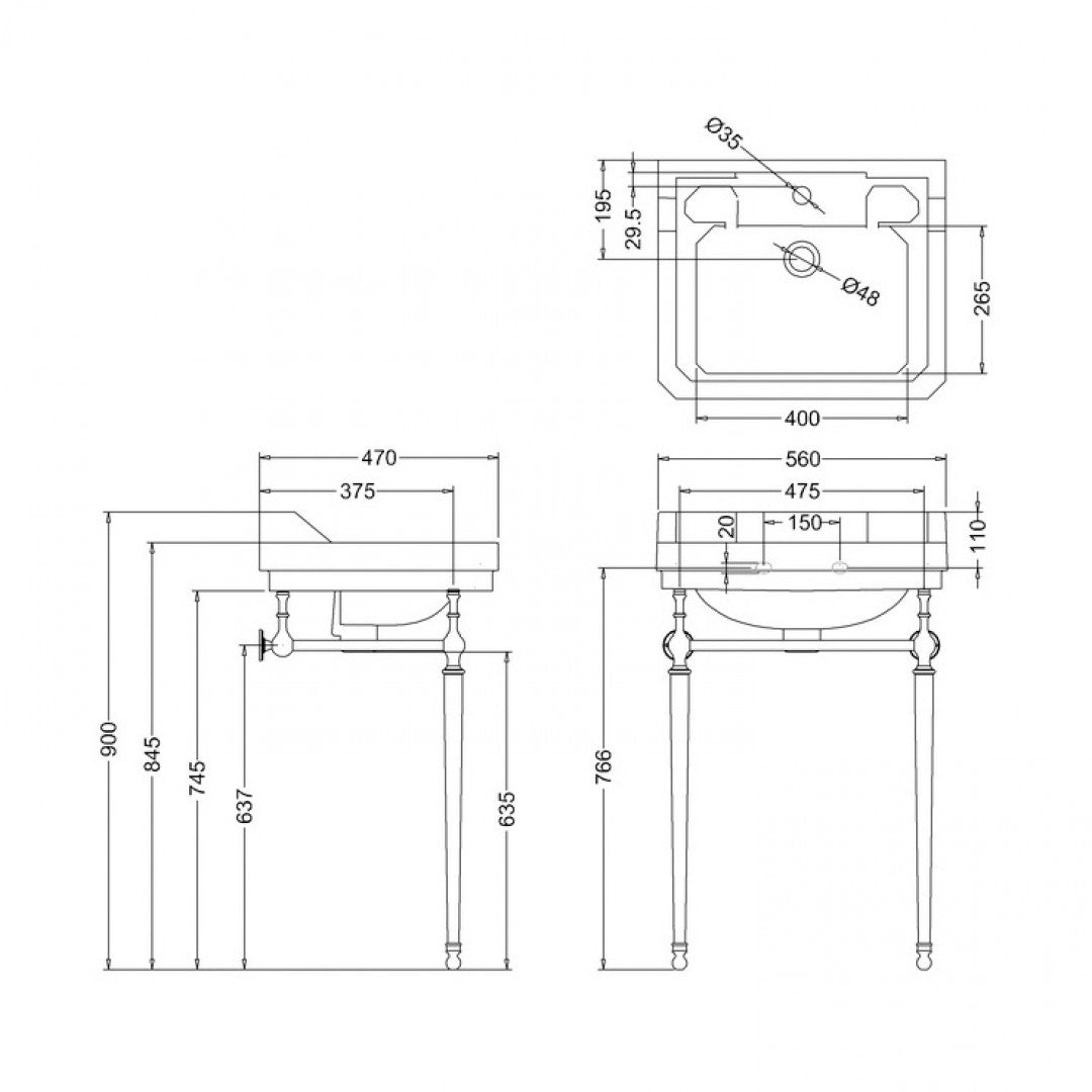 Burlington Edwardian White Basin With Standard Chrome Basin Washstand Deluxe Bathrooms Ireland