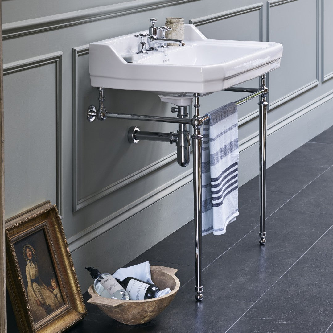 Burlington Edwardian White Basin With Standard Chrome Basin Washstand Deluxe Bathrooms Ireland