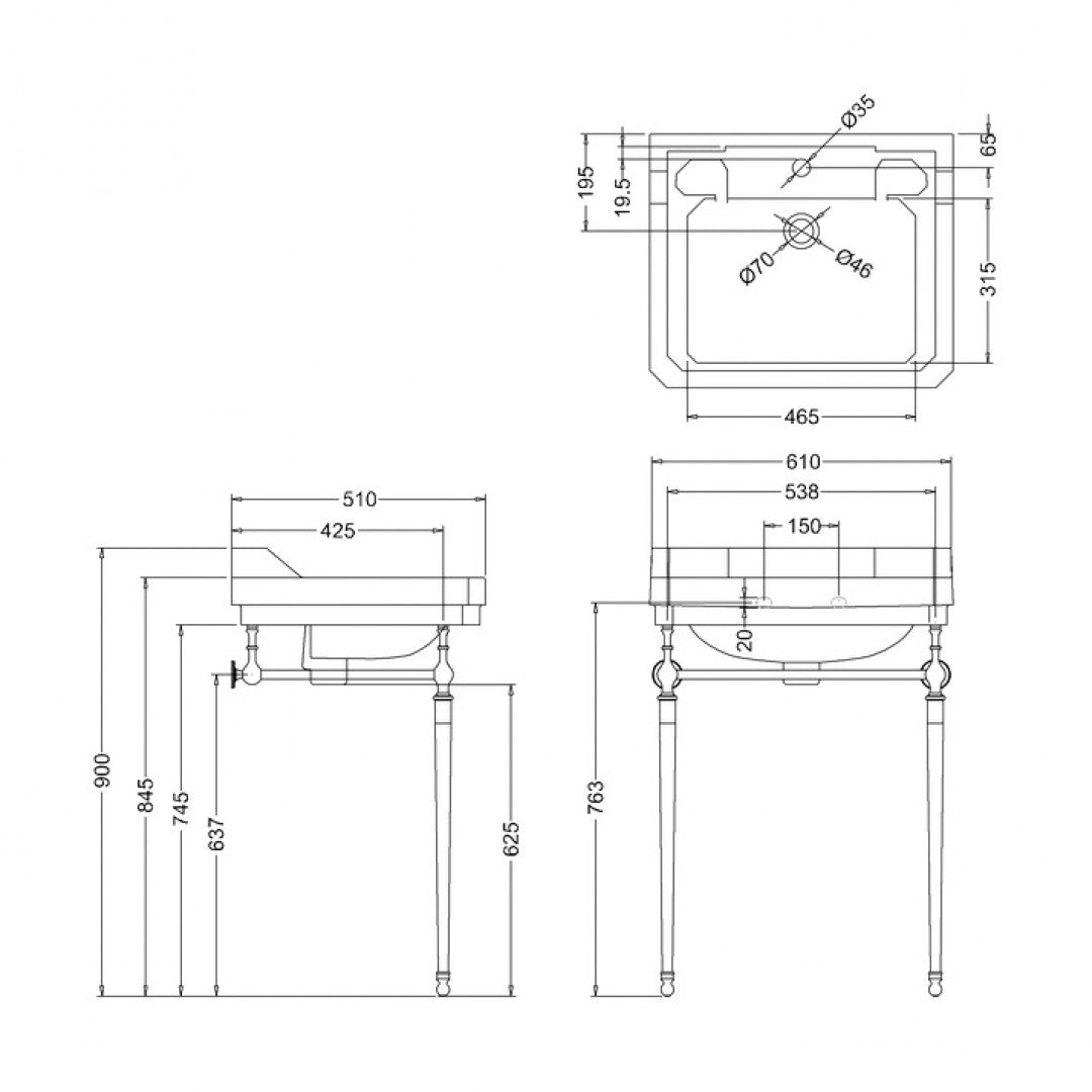 Burlington Edwardian White Basin With Standard Chrome Basin Washstand Deluxe Bathrooms Ireland