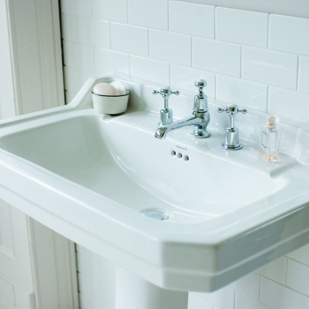Burlington Edwardian Rectangular White Basin With Standard Pedestal Deluxe Bathrooms Ireland