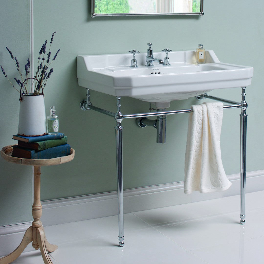 Burlington Edwardian White Basin With Standard Chrome Basin Washstand Deluxe Bathrooms Ireland