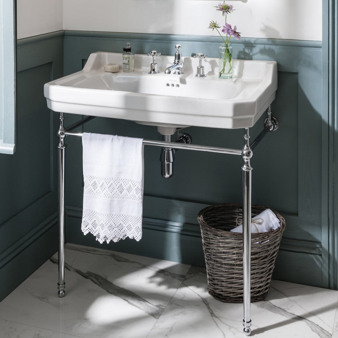 Burlington Edwardian White Basin With Standard Chrome Basin Washstand Deluxe Bathrooms Ireland