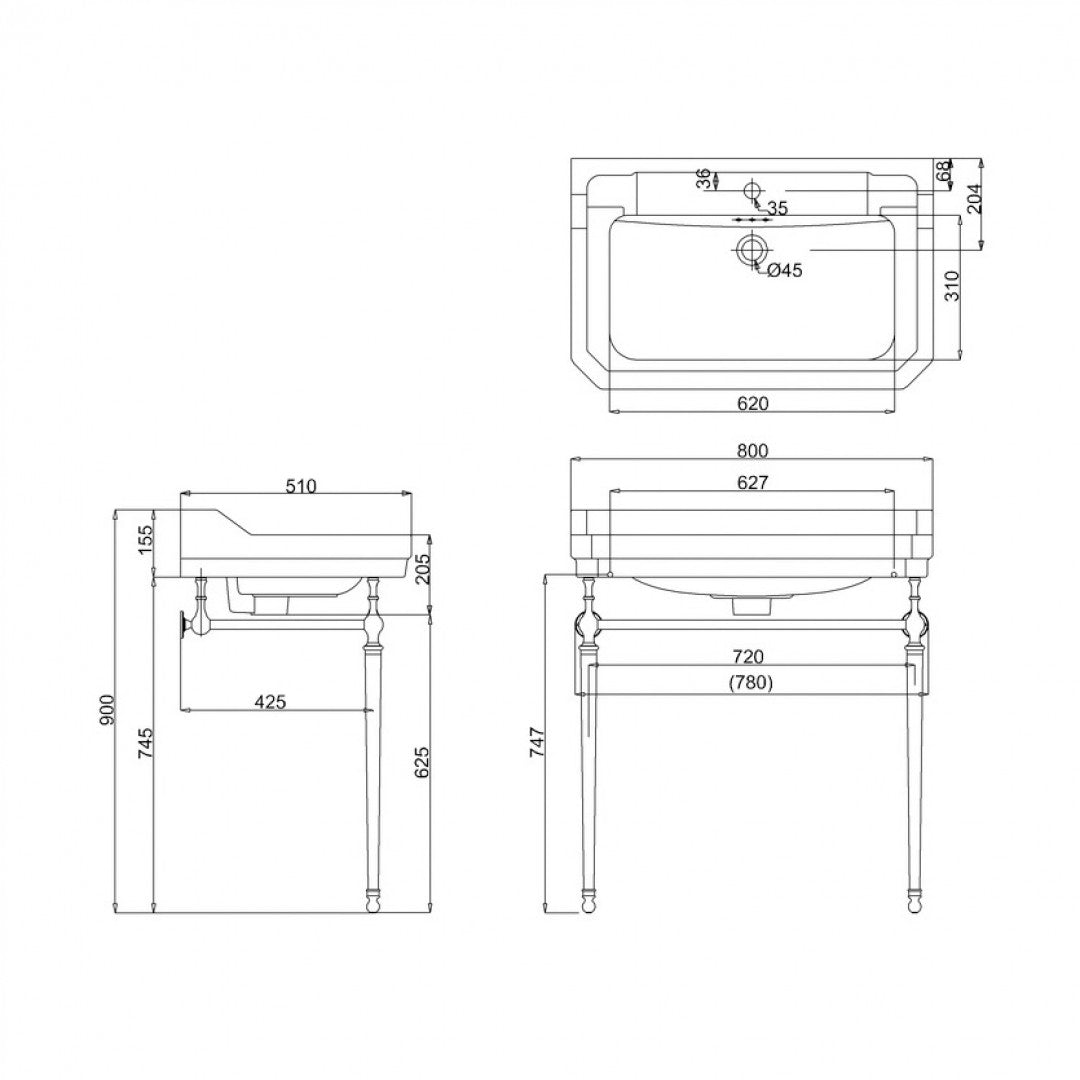 Burlington Edwardian White Basin With Standard Chrome Basin Washstand Deluxe Bathrooms Ireland