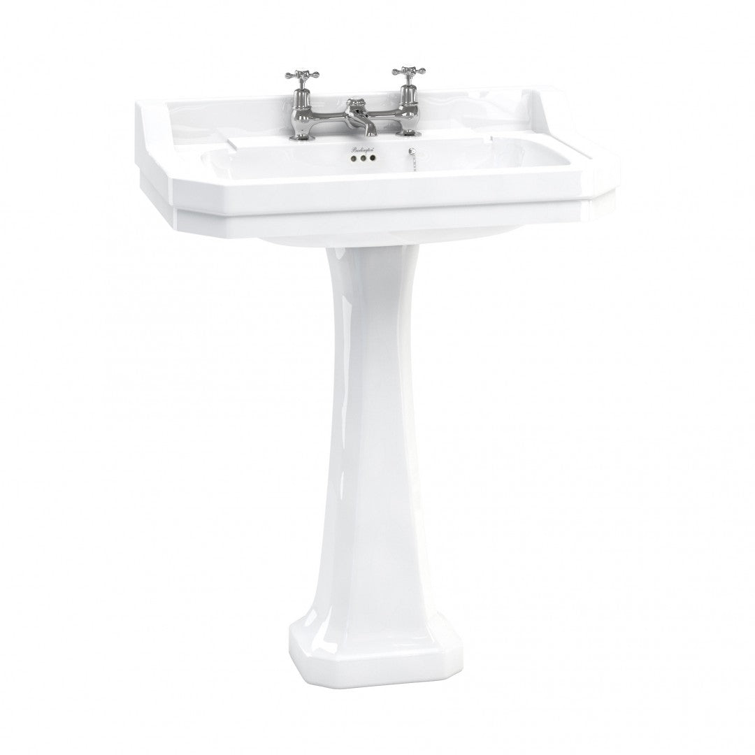 Burlington Edwardian Rectangular White Basin With Standard Pedestal Deluxe Bathrooms Ireland