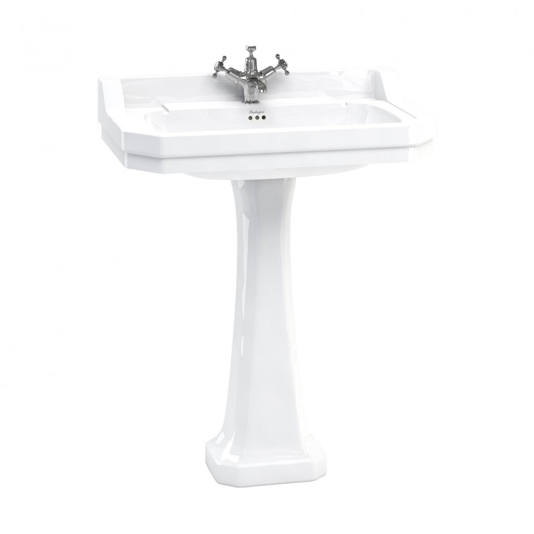 Burlington Edwardian Rectangular White Basin With Standard Pedestal Deluxe Bathrooms Ireland