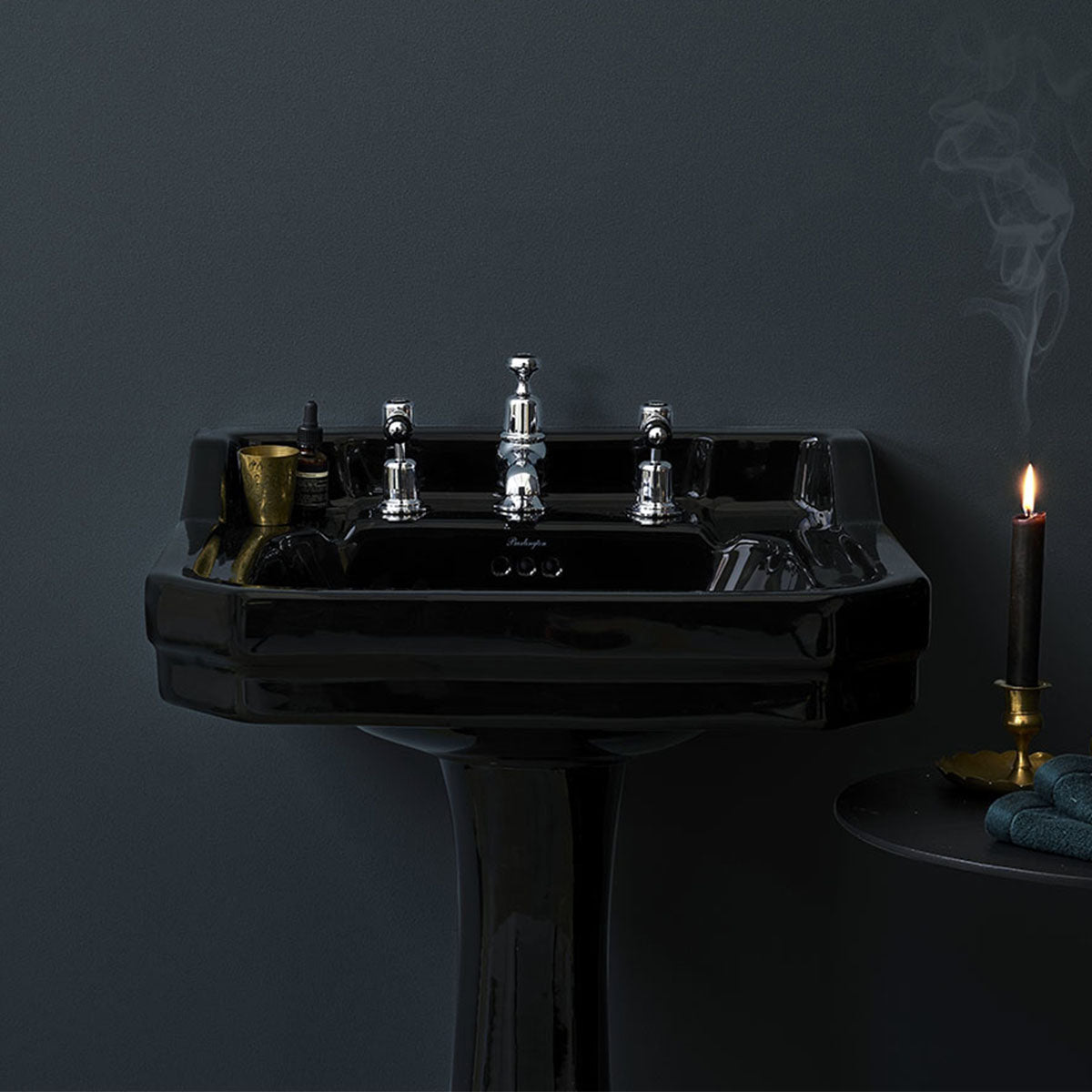 burlington edwardian jet 56cm black basin black pedestal Deluxe Bathrooms Ireland