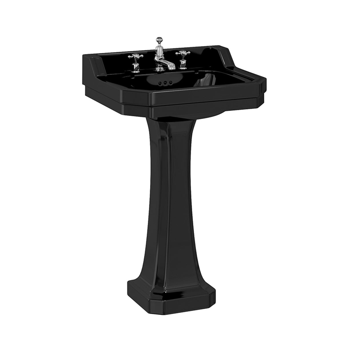 burlington edwardian jet 56cm black basin black pedestal Deluxe Bathrooms Ireland