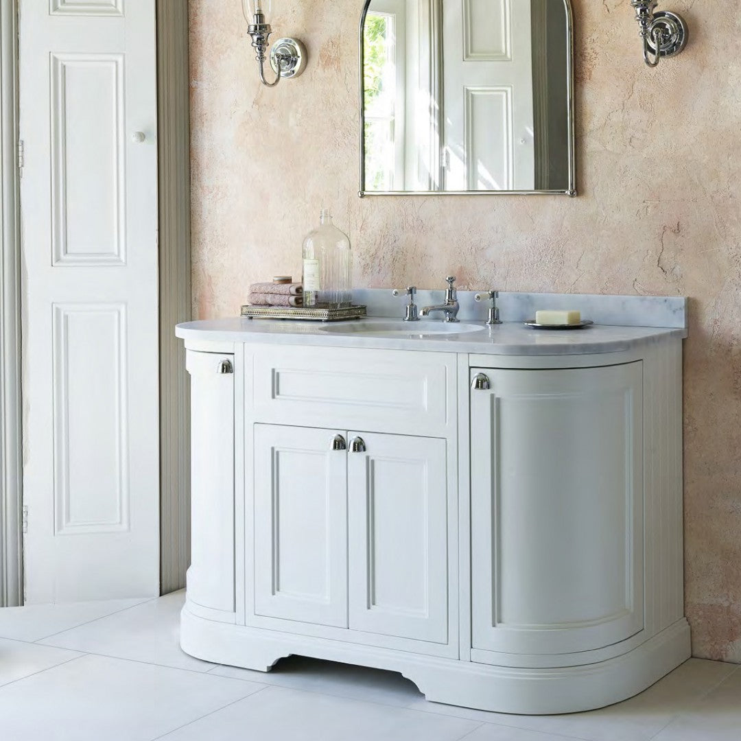 Burlington 1340 Floor Standing Curved Vanity Unit With Worktop & Inset Basin Deluxe Bathrooms Ireland