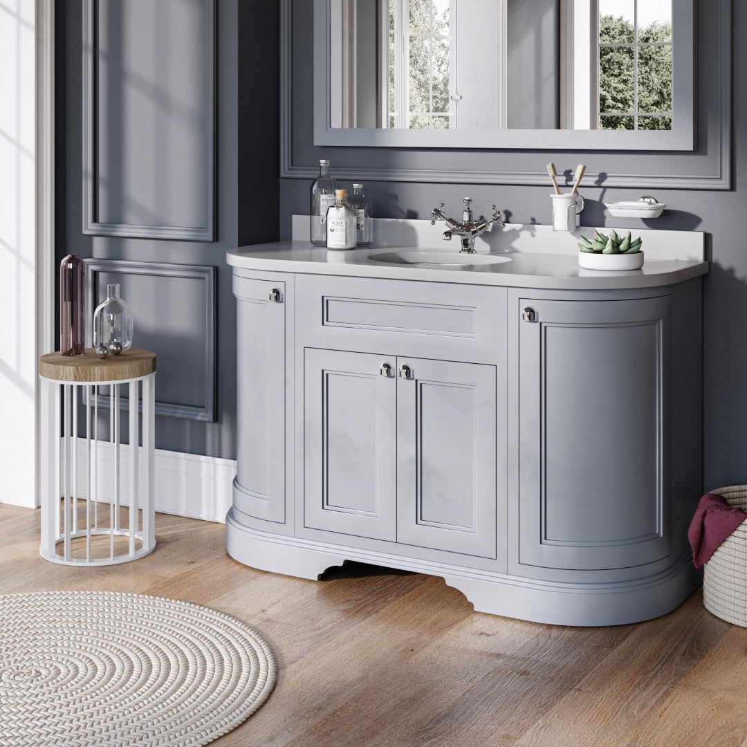Burlington 1340 Floor Standing Curved Vanity Unit With Worktop & Inset Basin Deluxe Bathrooms Ireland