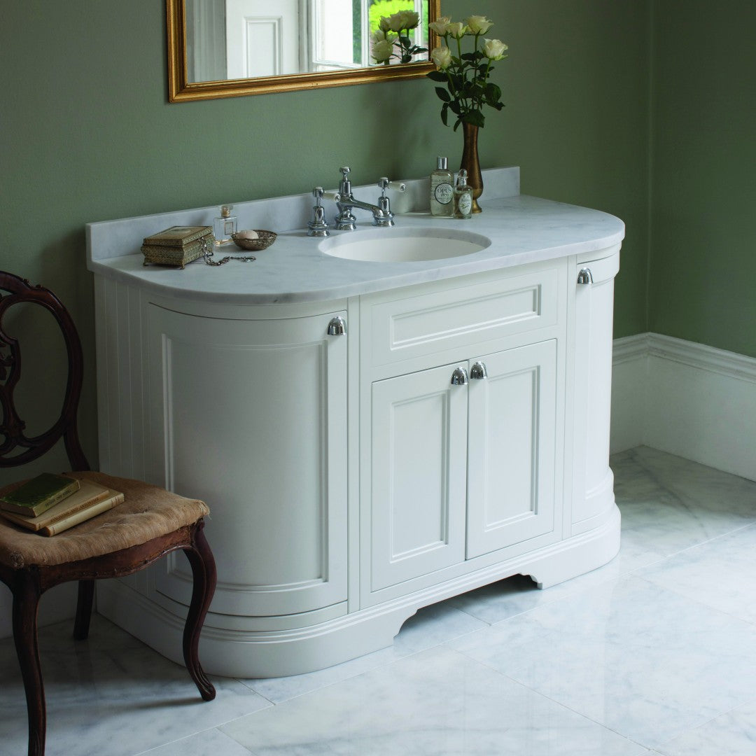 Burlington 1340 Floor Standing Curved Vanity Unit With Worktop & Inset Basin Deluxe Bathrooms Ireland