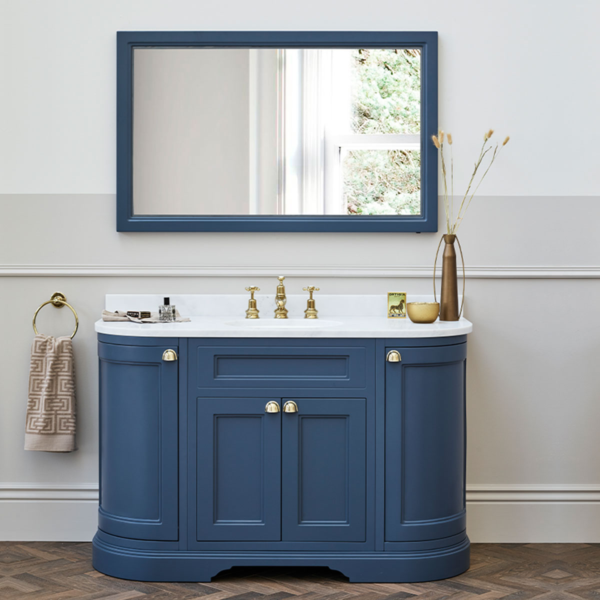 Burlington 1340 Floor Standing Curved Vanity Unit With Worktop & Inset Basin Deluxe Bathrooms Ireland