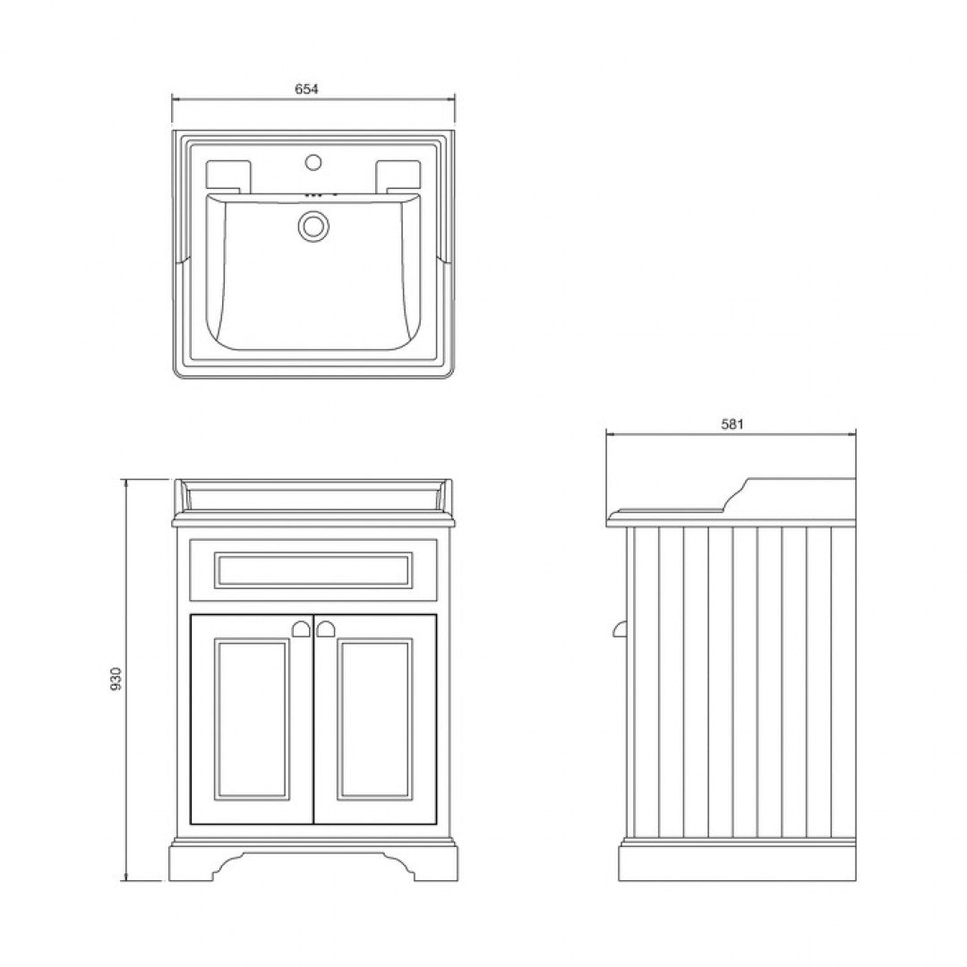 Burlington Floor Standing 650 Two Door Vanity Unit and Classic Basin With Overflow Deluxe Bathrooms Ireland