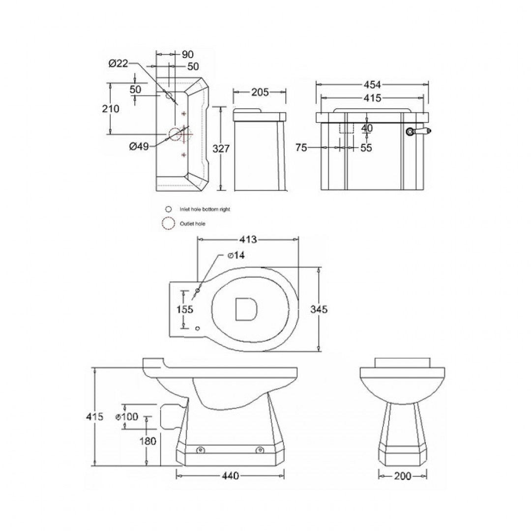 Burlington Rimless Close Coupled Traditional Toilet Deluxe Bathrooms Ireland
