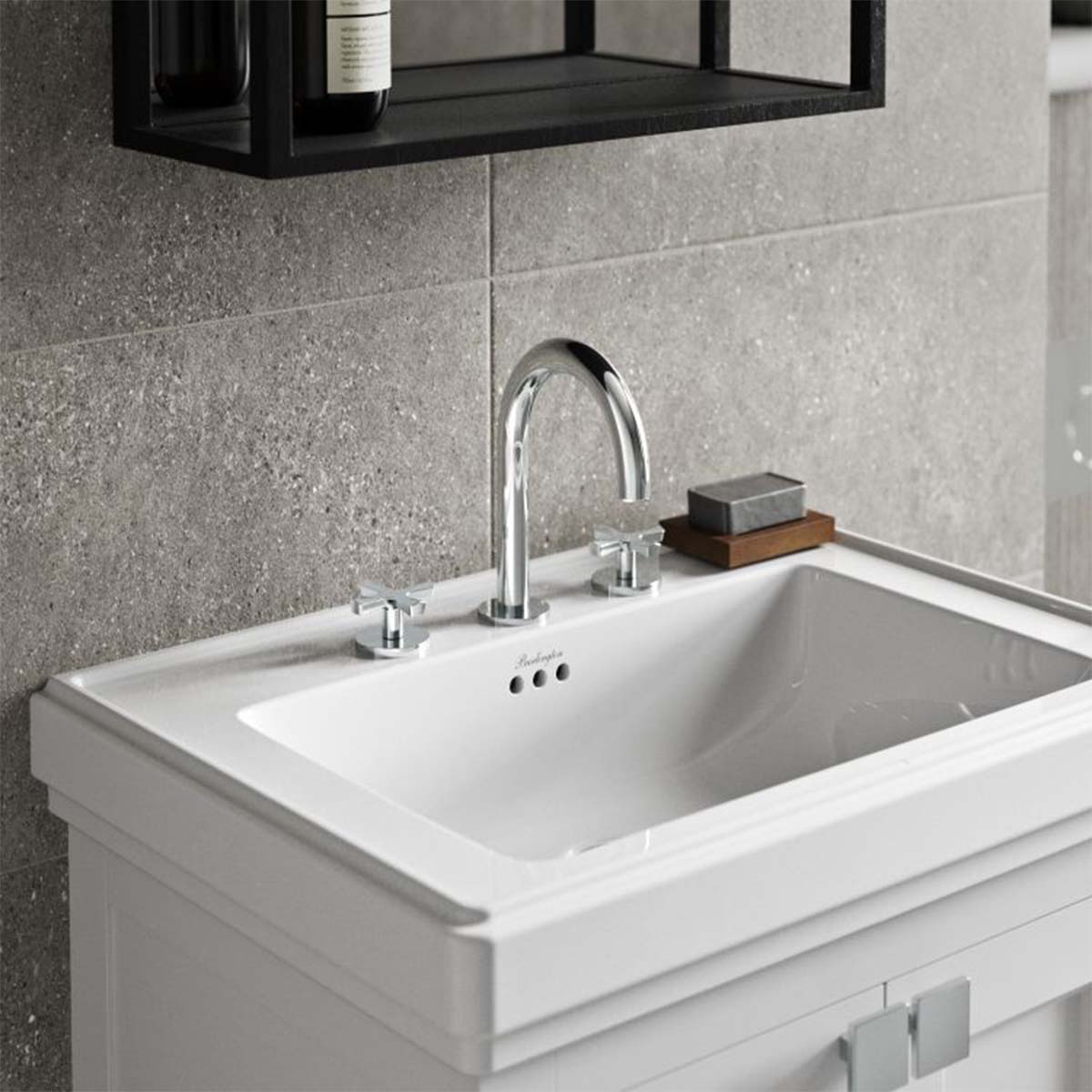burlington riviera 3 hole crosshead basin mixer chrome lifestyle Deluxe Bathrooms Ireland