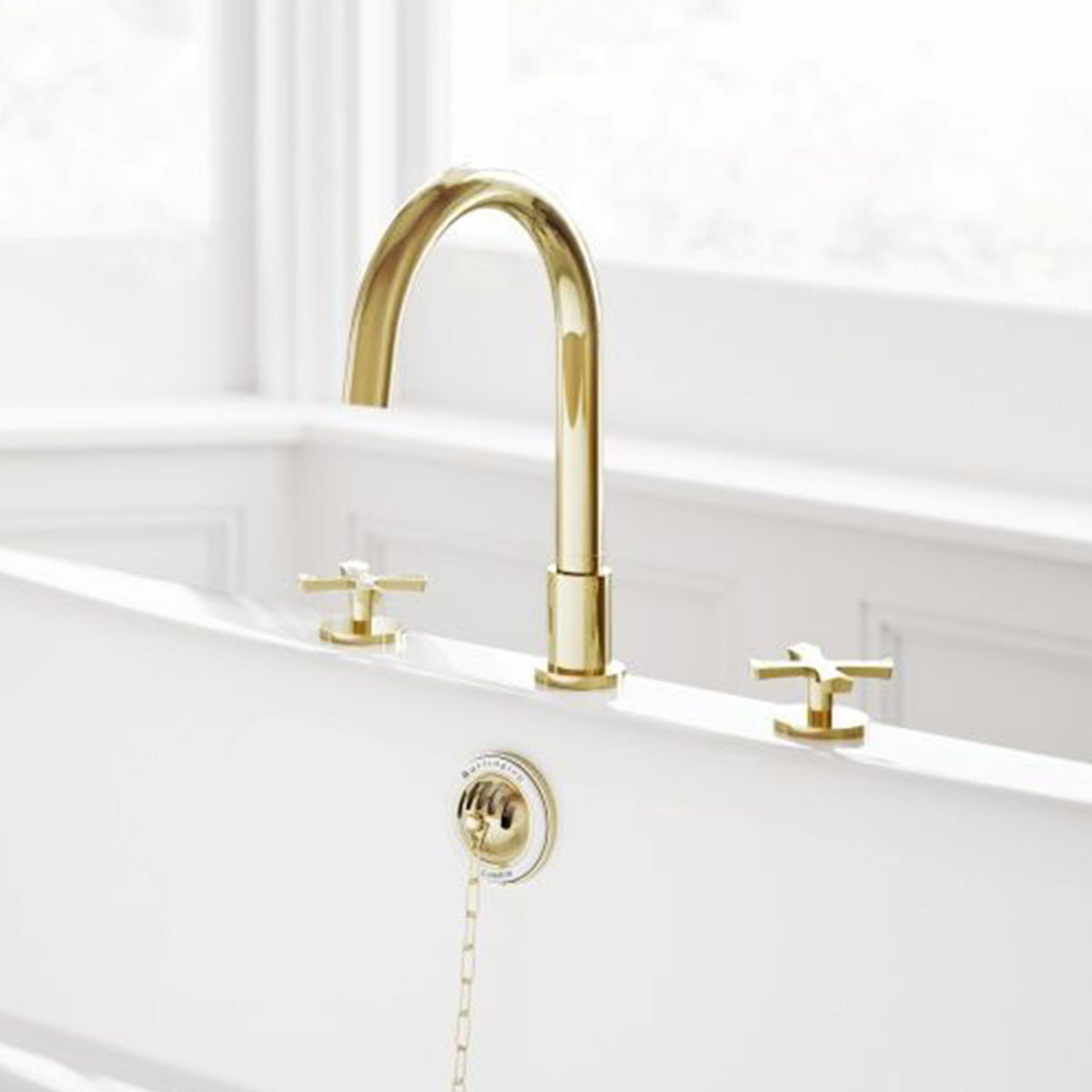 burlington riviera 3 hole crosshead bath mixer gold lifestyle Deluxe Bathrooms Ireland