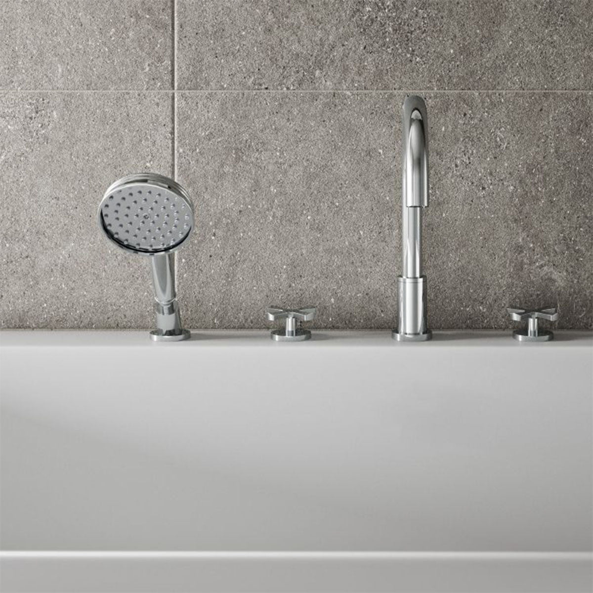 burlington riviera 4 hole crosshead bath mixer chrome lifestyle Deluxe Bathrooms Ireland