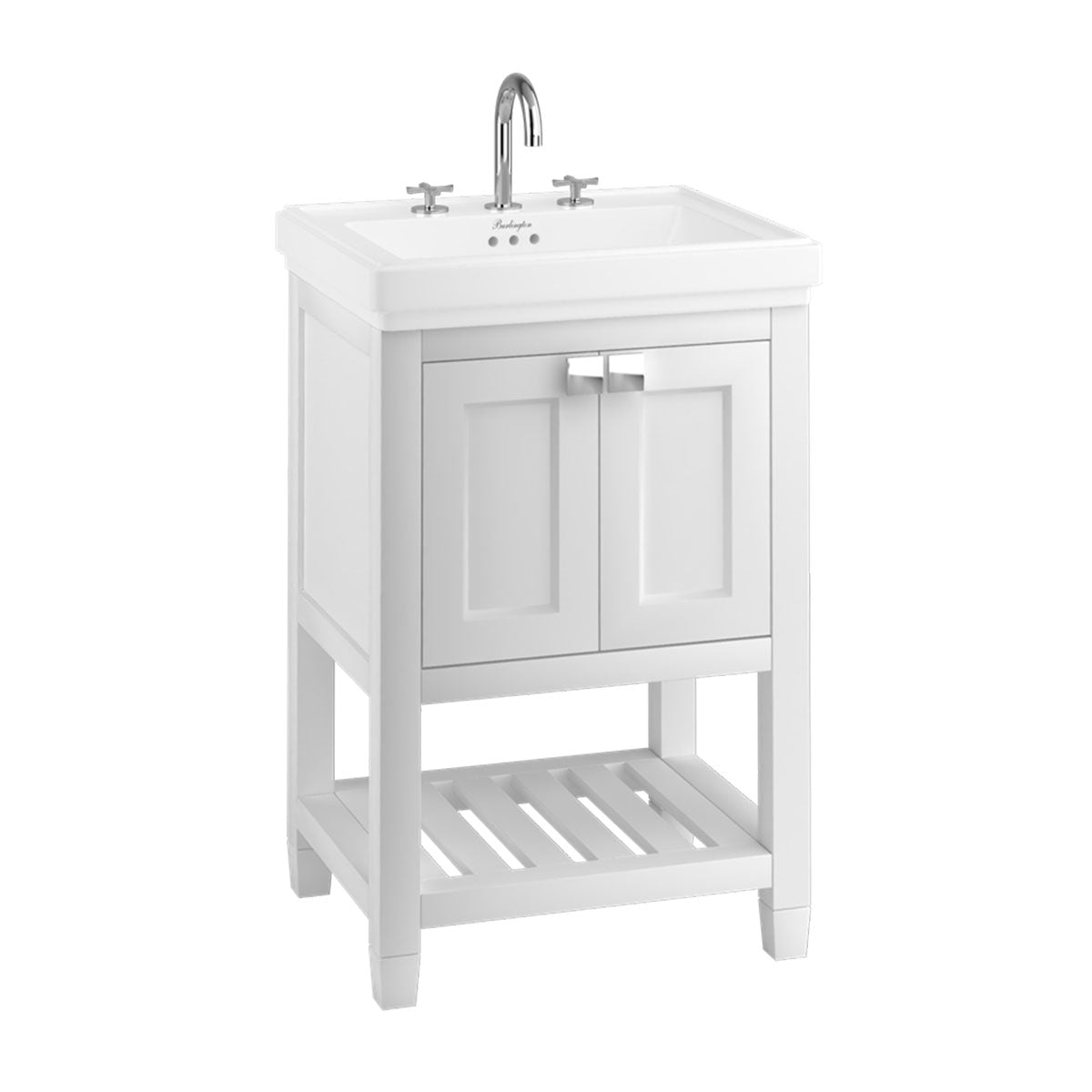 Burlington Riviera 2 Door Floorstanding Vanity Unit with Square Basin WHITE MATT Deluxe Bathrooms Ireland