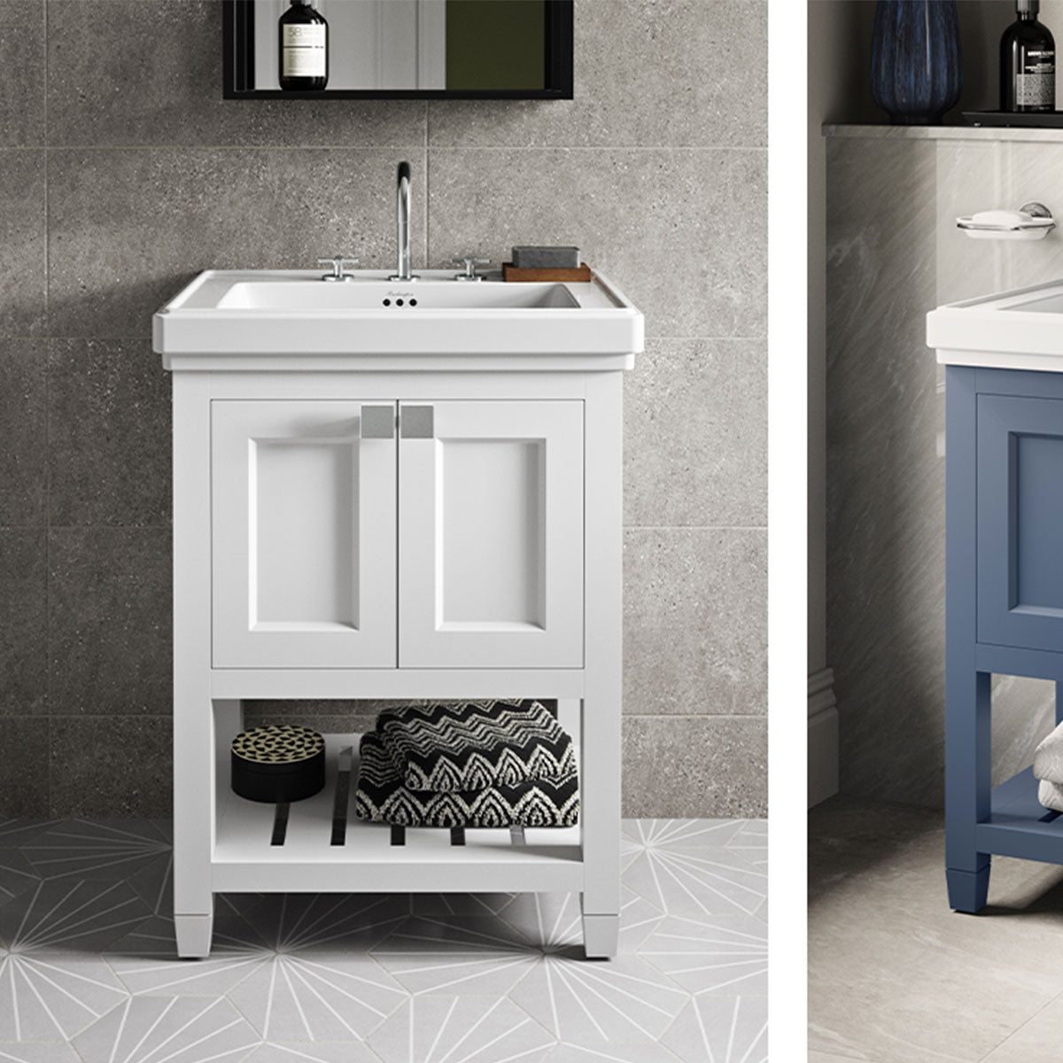 Burlington Riviera 2 Door Floorstanding Vanity Unit with Square Basin White Deluxe Bathrooms Ireland