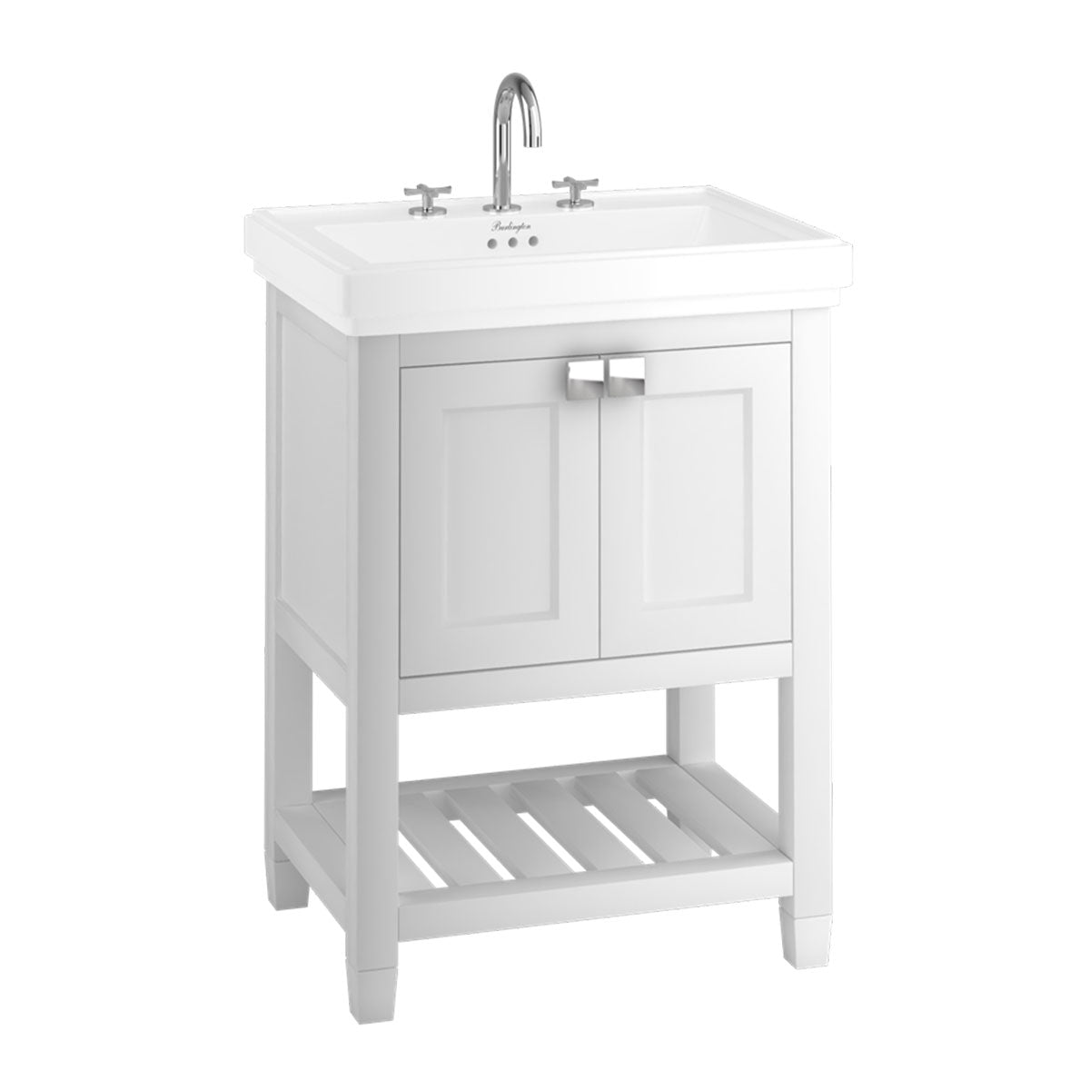Burlington Riviera 2 Door Floorstanding Vanity Unit with Square Basin WHITE MATT Deluxe Bathrooms Ireland