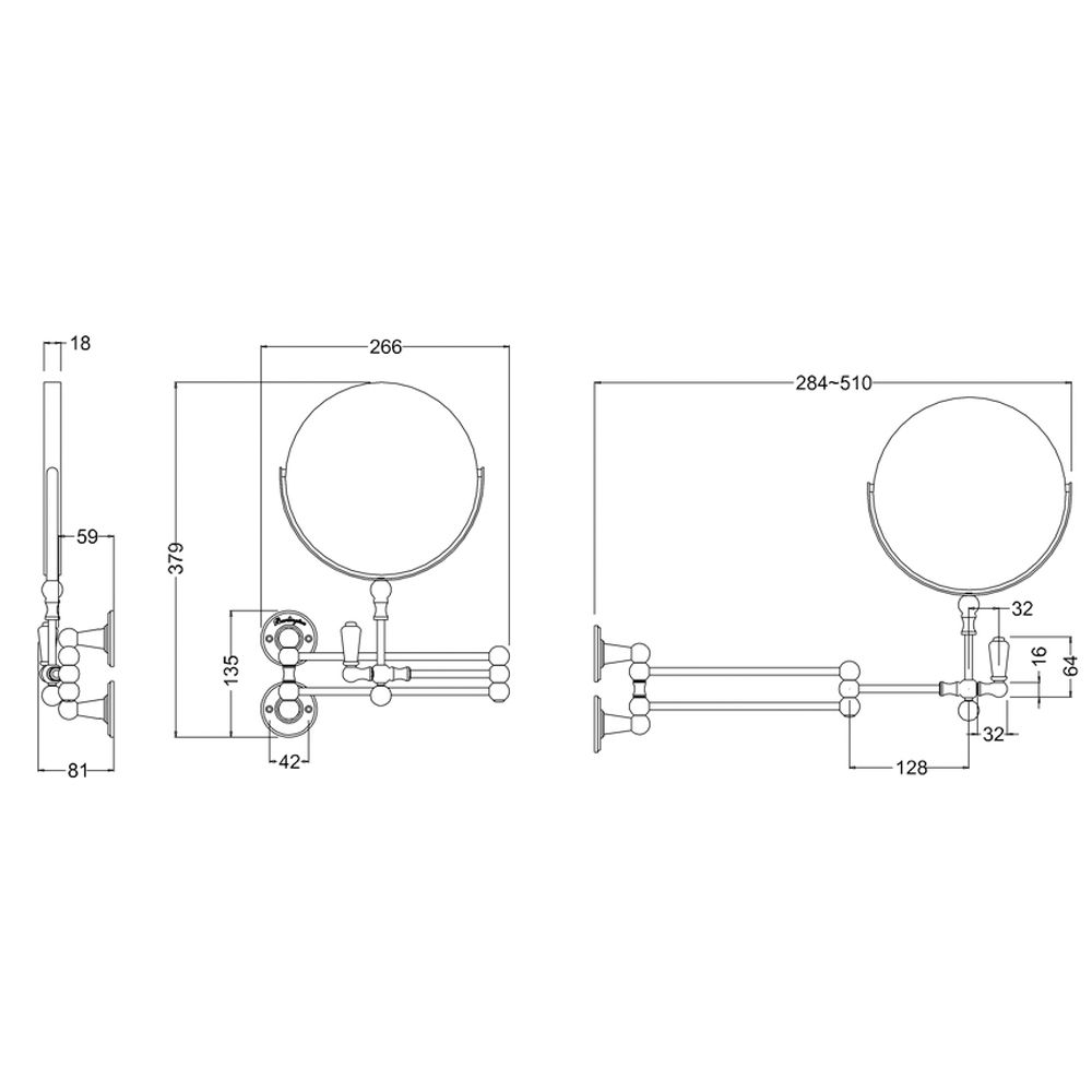 Burlington Makeup Wall Mirror - Chrome Deluxe Bathrooms Ireland