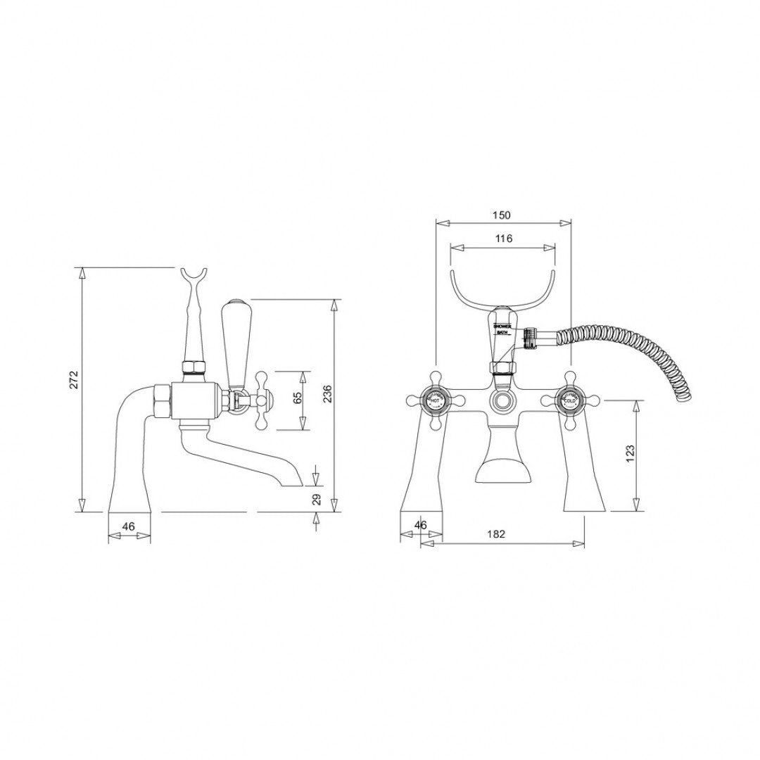Burlington Stafford Deck Mounted Bath Shower Mixer Deluxe Bathrooms Ireland