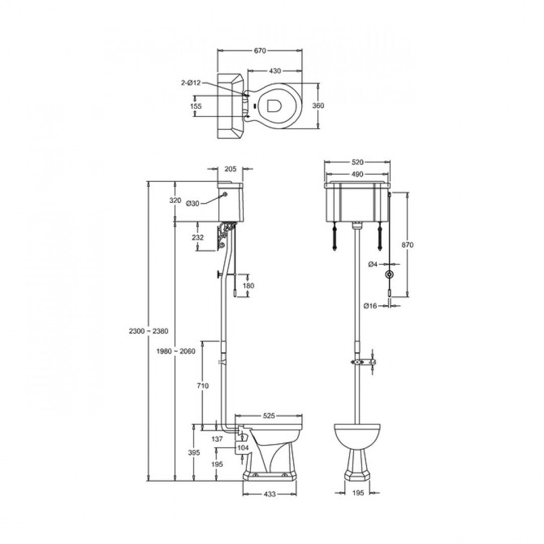 Burlington Regal High Level Traditional Toilet Deluxe Bathrooms Ireland