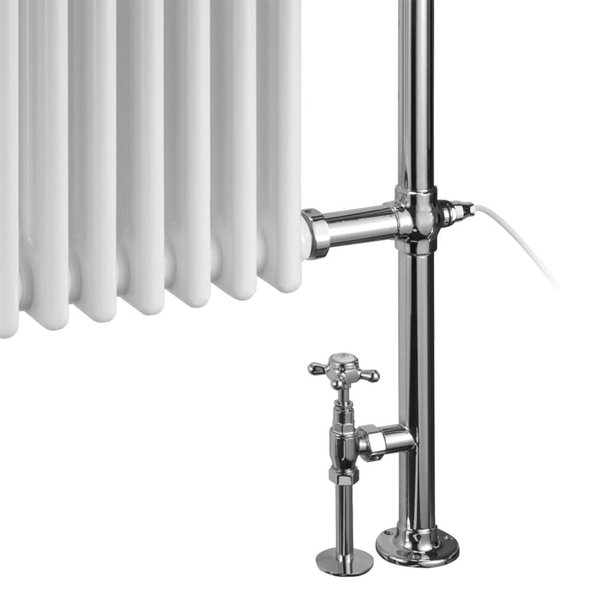 Burlington Angled Radiator Valves Chrome White Accent Deluxe Bathrooms Ireland