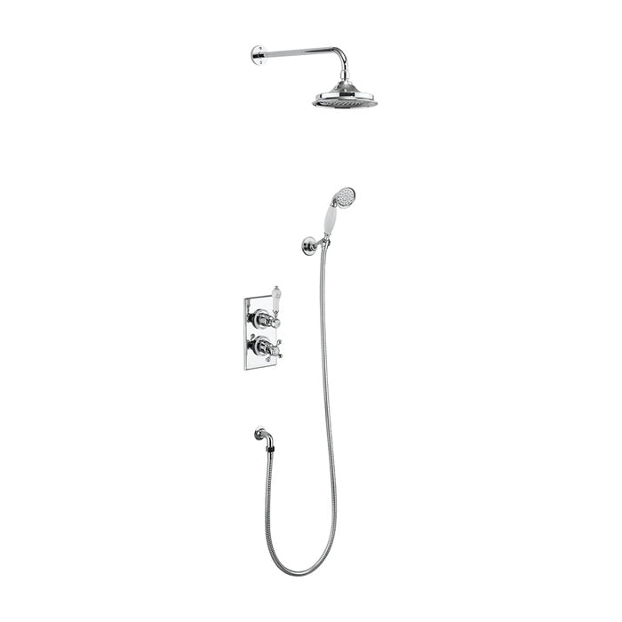 Burlington Trent Thermostatic Dual Outlet Shower Valve with Shower Handset and Overhead Deluxe Bathrooms Ireland