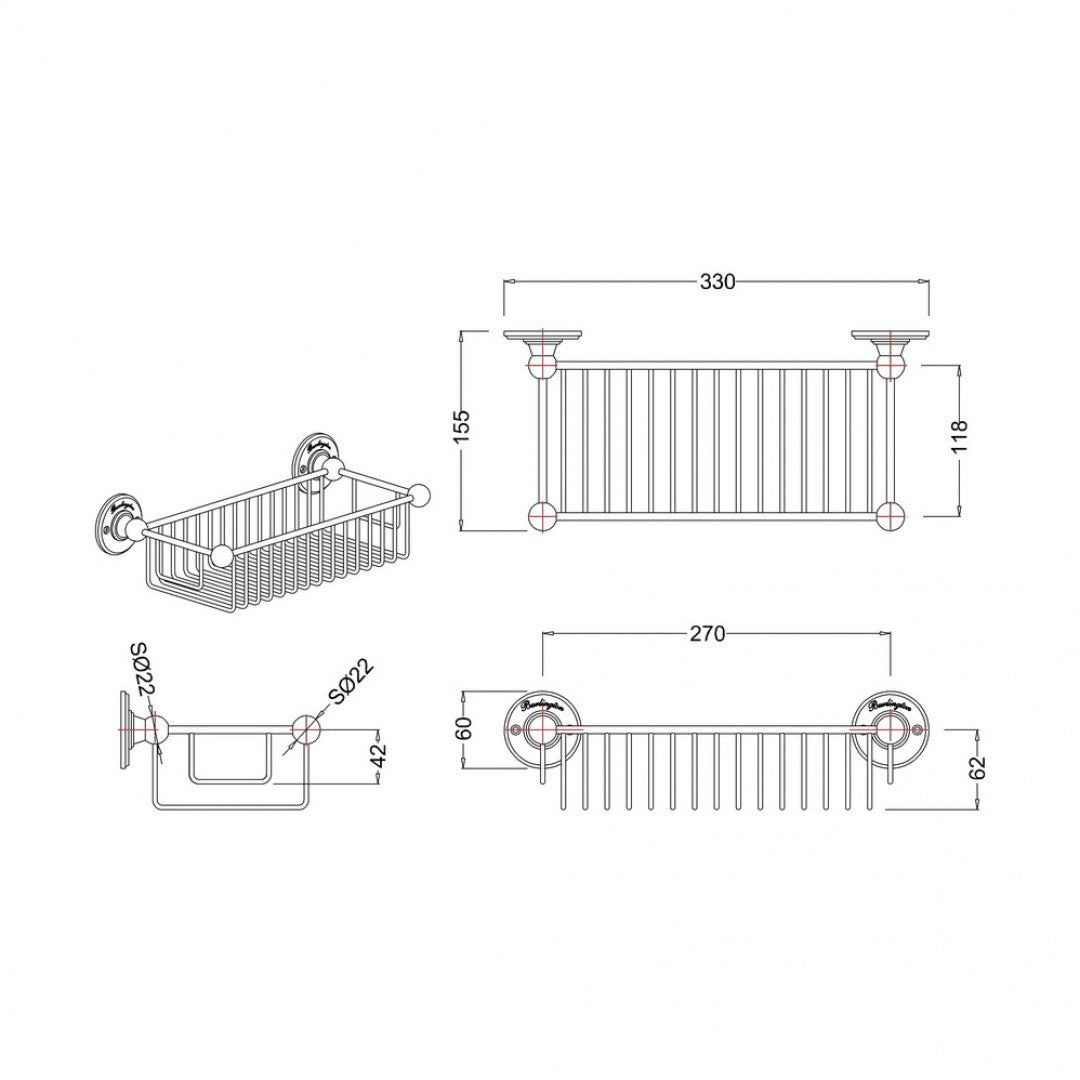 Burlington Wire Shower Basket Deluxe Bathrooms Ireland