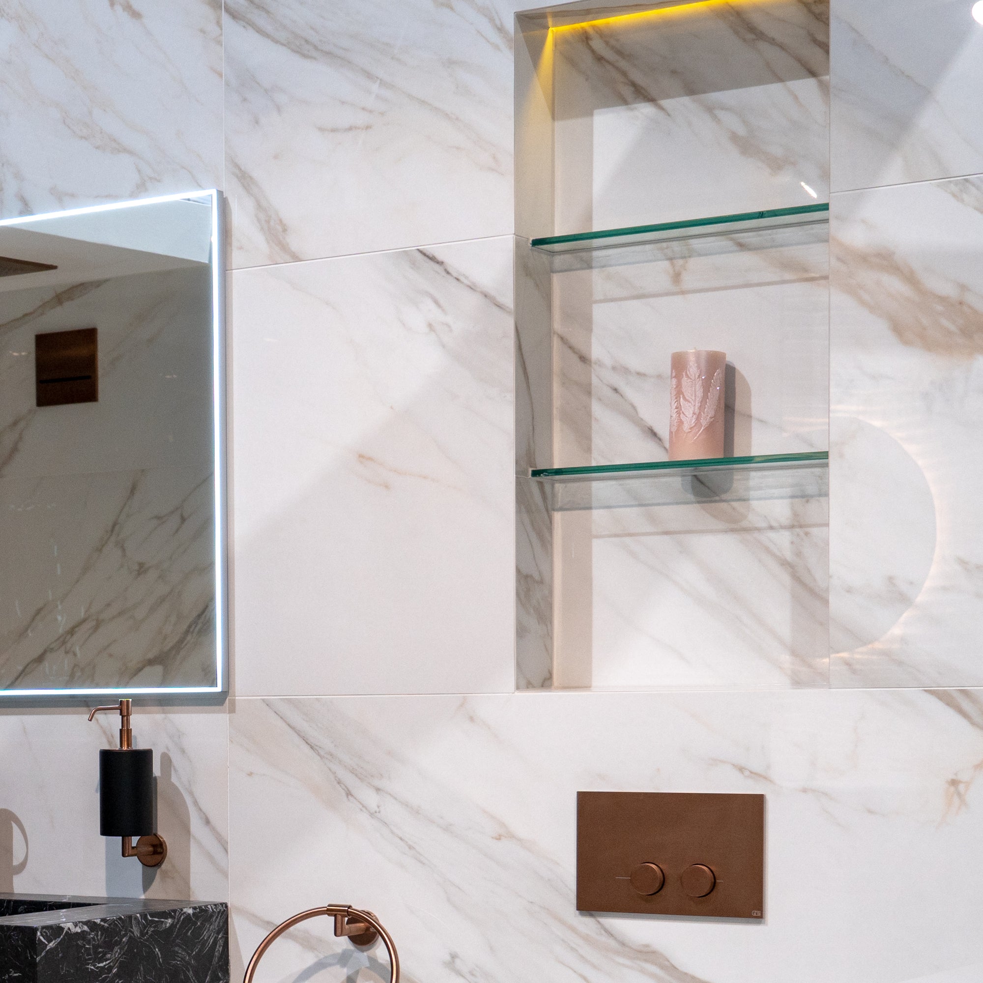 Deluxe Calacatta Oro Marble Effect Porcelain Tile 60x120cm Matt