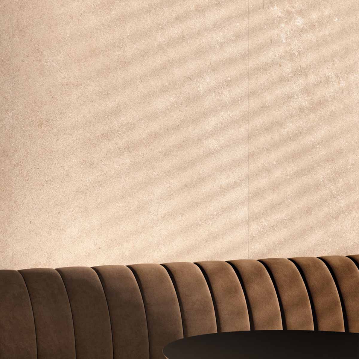 cluny beige 4D Shaped stone effect porcelain floor tile 100x100cm matt