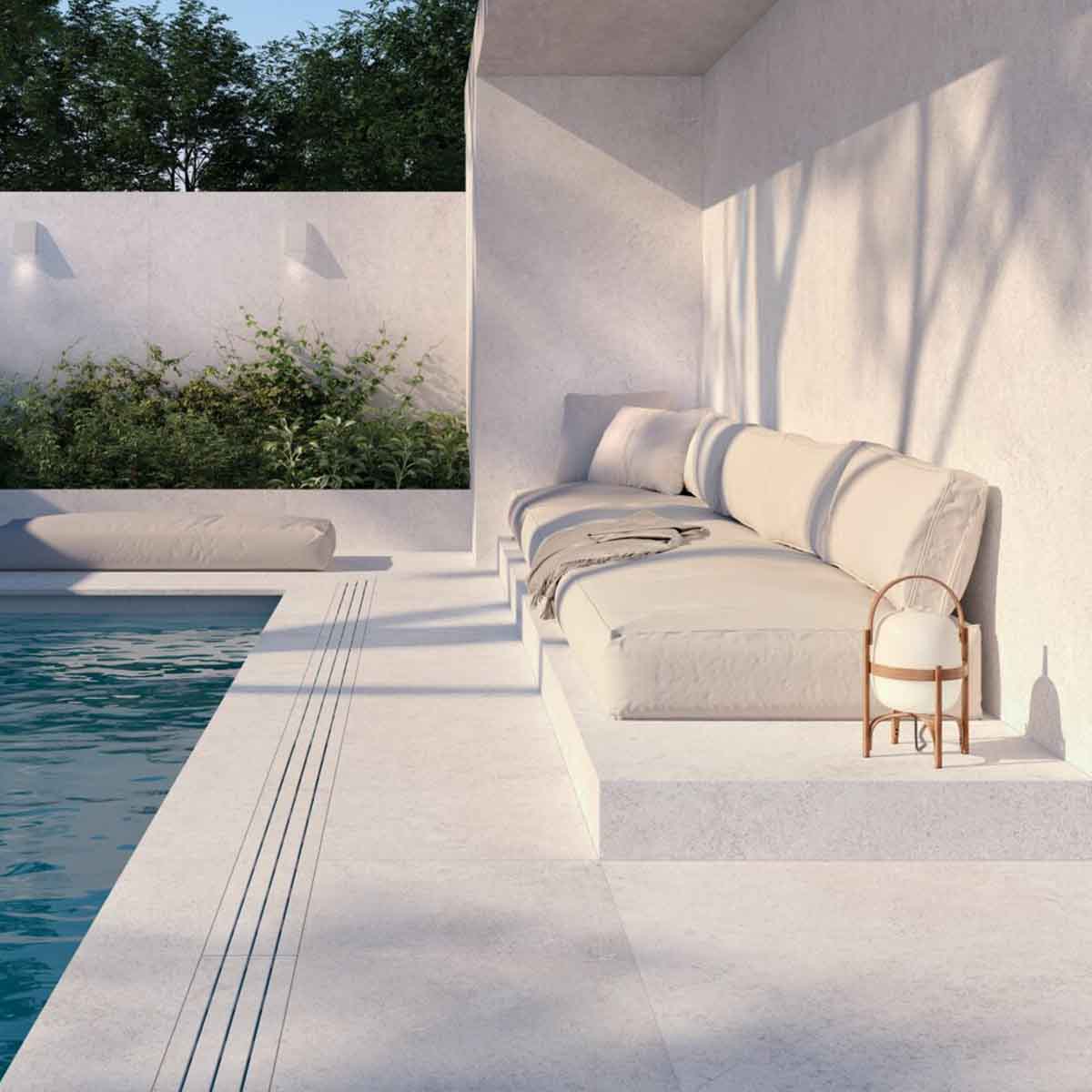 cluny white 4D Shaped stone effect porcelain floor tile 100x100cm matt