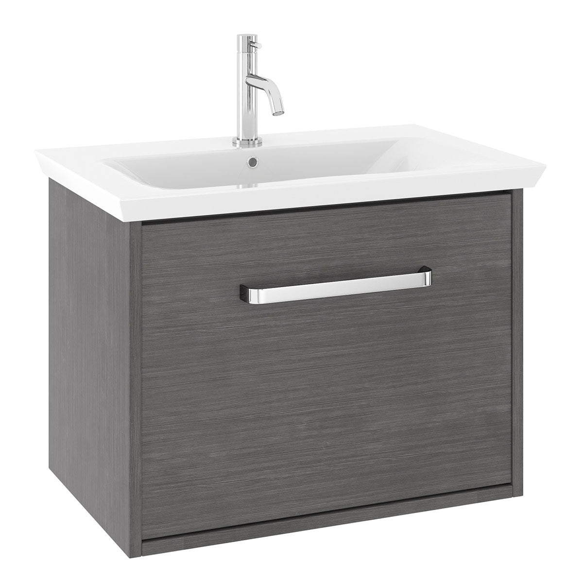 crosswater arena 600 wall hung bathroom vanity unit single drawer steelwood