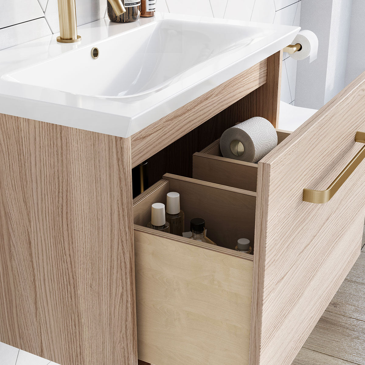 crosswater arena wall hung bathroom vanity unit single drawer