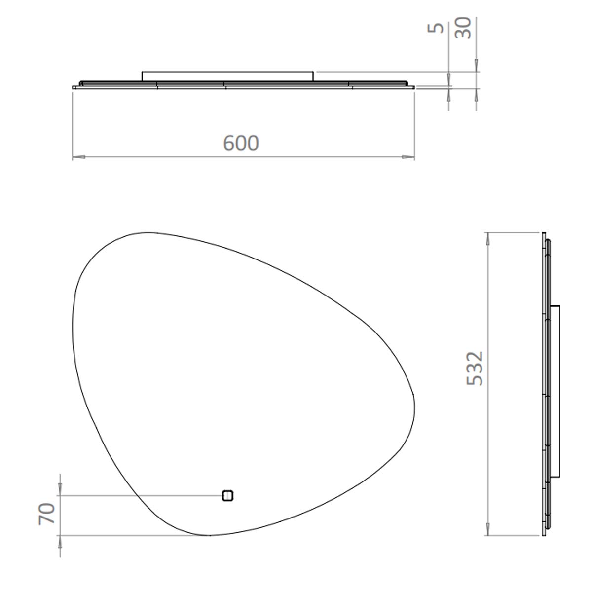 Crosswater Artist Forme Backlit LED Illuminated Bathroom Mirror 640x488mm Dimensions